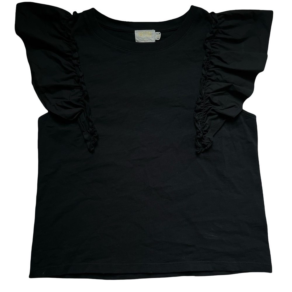 P.E Nation LTD Black Ruffle Sleeve Top – 100% Peruvian Cotton (Size S)